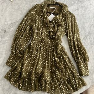 Beautiful Zimmerman metallic  dot ruffle mini wrap dress size 3 (8-10)